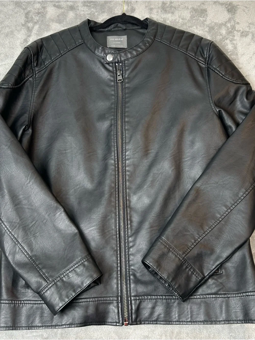 Primark Men’s Jacket Black Faux Leather Moto Biker Jacket Size Extra Large XL - Picture 3 of 16